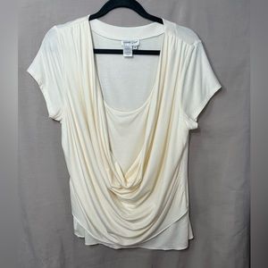 Coldwater creek blouse, (M), cream color, scoopneck, short sleeves.